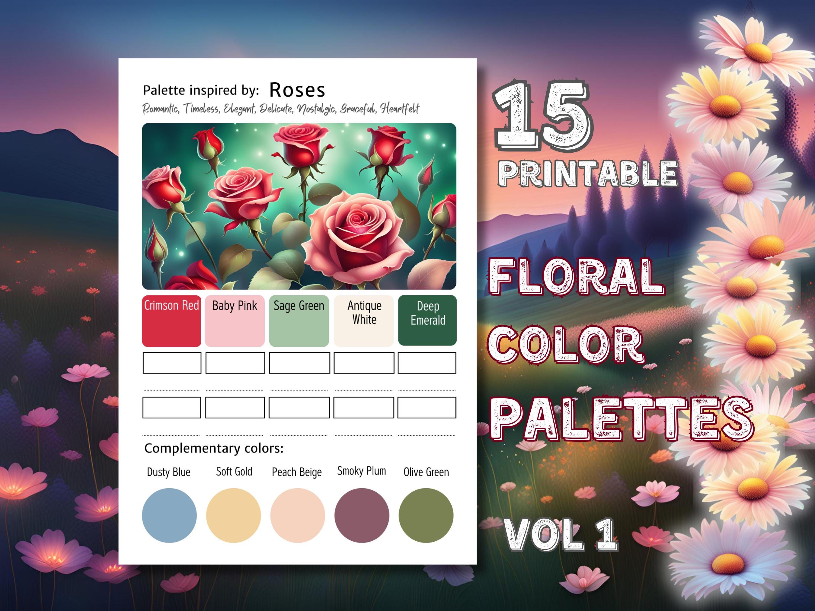 15 Enchanted Floral Color Palettes for Coloring Pages & Crafts â Printable Color Schemes PDF (A4 & US Letter)