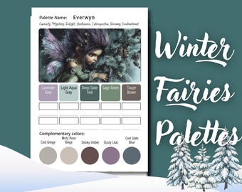 Winter Fairy Color Palette Bundle | Enchanted Winter Color Schemes for Adult Coloring | Printable Palette Cards & Swatch Charts