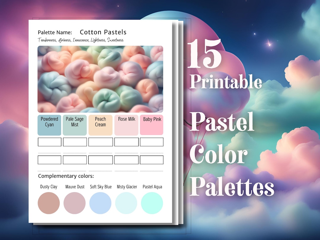 Pastel Color Palette Bundle | Soft Color Schemes for Adult Coloring ...
