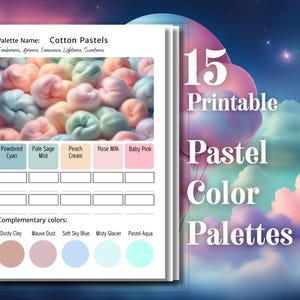 Paquete de paletas de colores pastel / Combinaciones de colores suaves para colorear para adultos / Tarjetas de paletas pastel / Tablas de muestras imprimibles / Tamaños A4 y Carta estadounidense / PDF