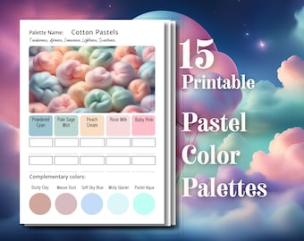 Pastel Color Palette Bundle | Soft Color Schemes for Adult Coloring | Pastel Palette Cards | Printable Swatch Charts | A4 & US Letter | PDF