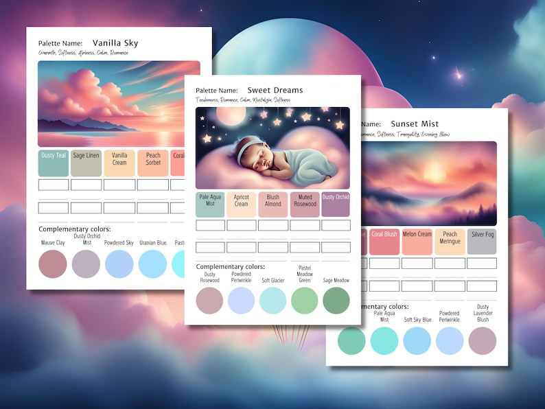 Pastel Color Palette Bundle | Soft Color Schemes for Adult Coloring | Pastel Palette Cards | Printable Swatch Charts | A4 & US Letter | PDF image 3