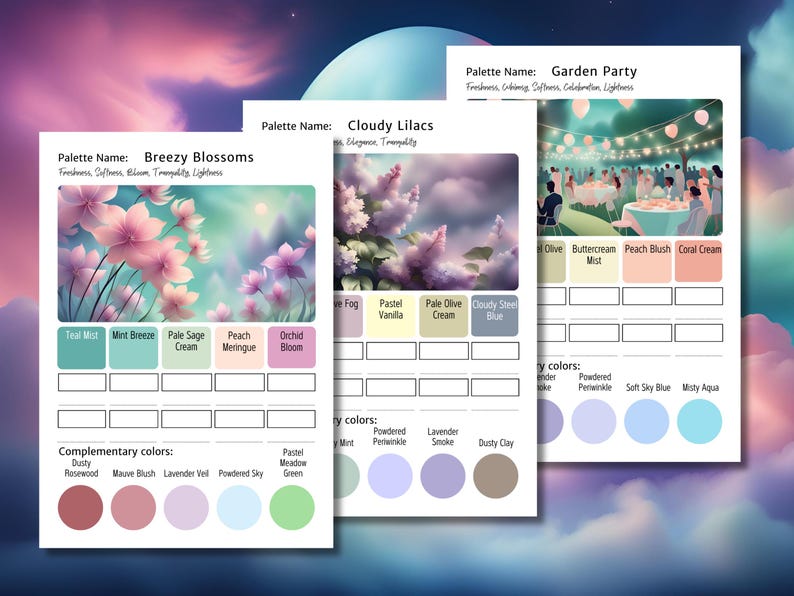 Pastel Color Palette Bundle | Soft Color Schemes for Adult Coloring | Pastel Palette Cards | Printable Swatch Charts | A4 & US Letter | PDF image 6