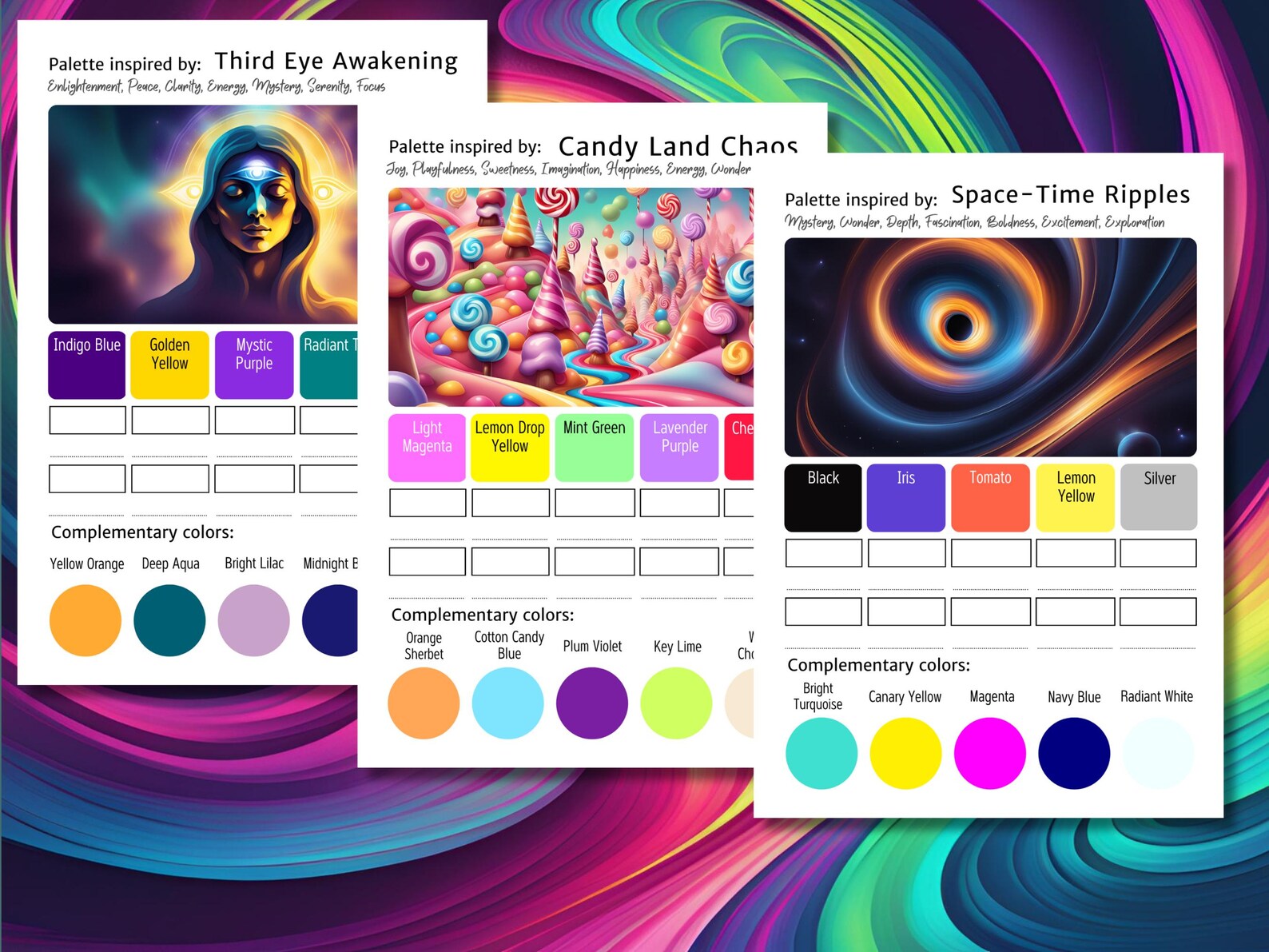 15 Trippy Color Palettes for Surreal Coloring Pages & Trippy Art – Printable Color Scheme Pages ...