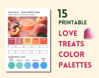 Romantic Color Palette Bundle | Sweet Color Schemes for Adult Coloring | Love Treats Palette Cards | Printable Swatch Charts | Coloring Tool