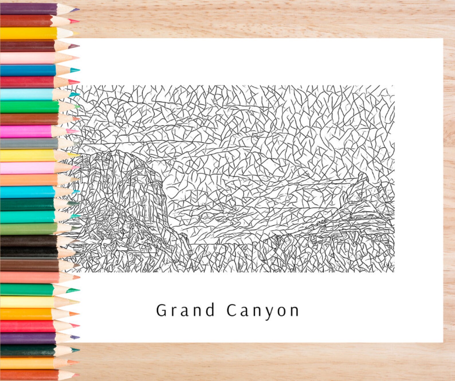 Grand Canyon Printable Coloring Page for Adult With Reference Pic for ...