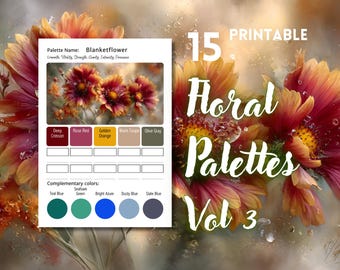 Summer Floral Color Palettes Vol 3 | Flower Color Schemes for Coloring Pages & Artists | Printable Palette Cards | Color DNA Chart | PDF
