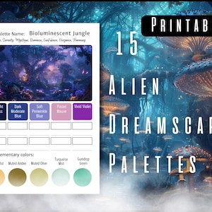 Alien Dreamscapes Color Palettes – Printable Sci-Fi Fantasy Color Schemes for Coloring Books, Illustrators, Artists, Journalers