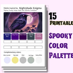 15 paletas de colores espeluznantes para coloristas, combinaciones de colores para páginas para colorear de Halloween / PDF imprimible A4, tamaño carta de EE. UU. / Tablas de muestras de color