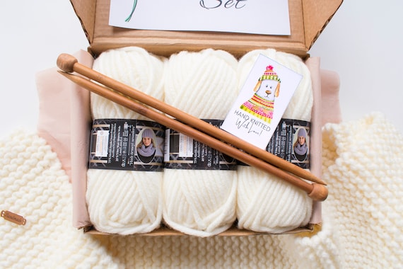 Beginner Knitting Kit Scarf DIY Wool Yarn Basic Knit Learn Set