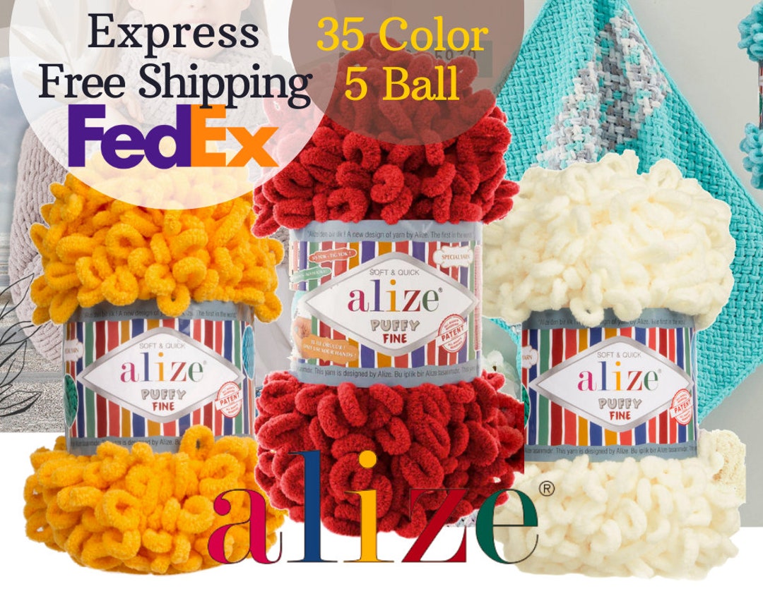 Cheap Finger Knitting Yarn,Alize Puffy Color,4 Ball Set,Baby