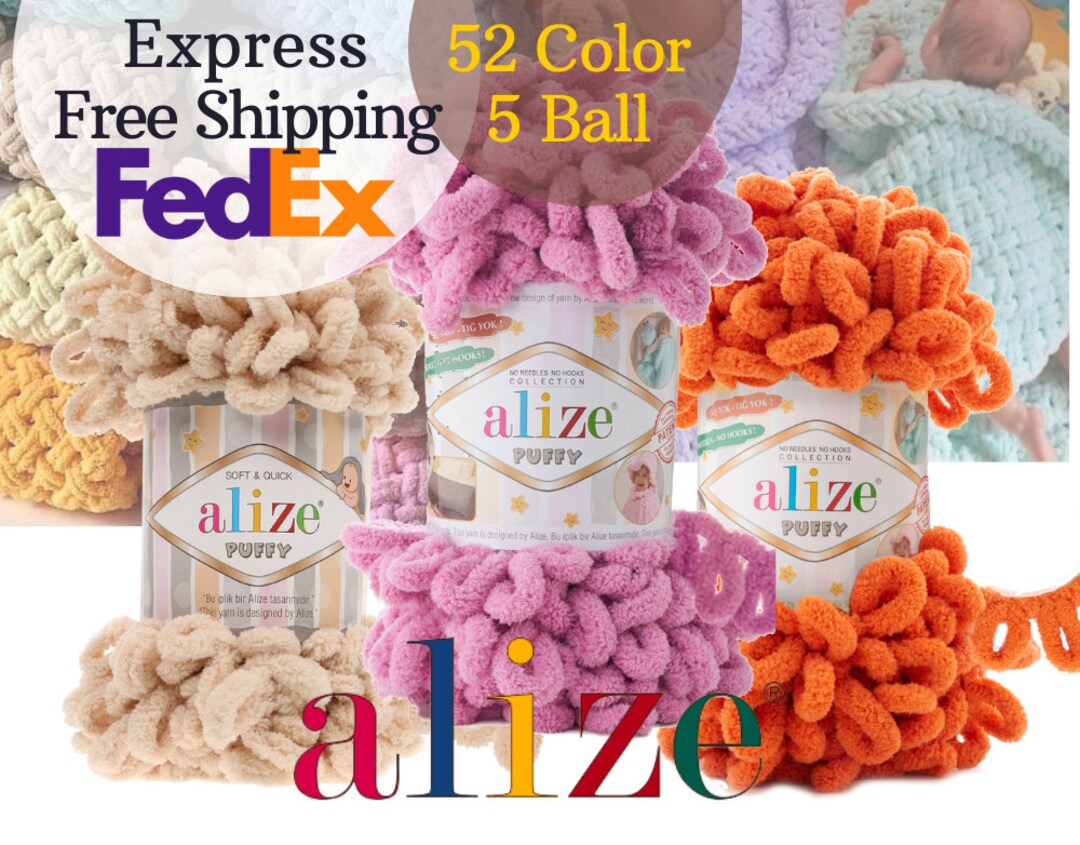 Cheap Alize Puffy Finger Knitting Yarn 4 Ball, 100 Grams 9 Meters