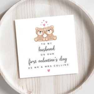 A mio marito per il nostro primo San Valentino come marito e moglie, buon San Valentino, biglietto di auguri per il nuovo marito, biglietto di auguri personalizzato per il primo San Valentino marito