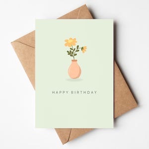 Gelukkige bloemenverjaardagskaart, verjaardagskaart voor haar, verjaardagskaart voor vrouw, vriendin verjaardagskaart, verjaardagskaart voor moeder, bloemenkaart
