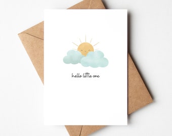 Hello Little One, New Baby Card, Congratulations On Your New Addition Card, Welcome to the World Baby Card, Simple New Bundle of Joy Card