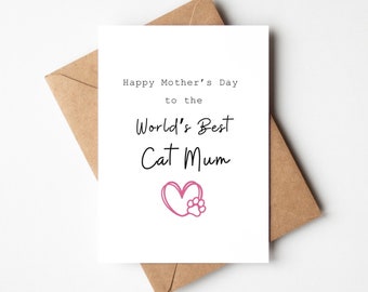 Happy Mother's Day to the World's Best Cat Mum, Mother's Day Card for Cat Mum, Mother's Day Card from the Cat, Irish Cat Mother's Day Card