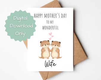 PRINTABLE Happy Mother's Day To My Wonderful Wife, Cute Mother's Day Card, Irish Mother's Day Card, Mother's Day Card for Wife, Digital Card