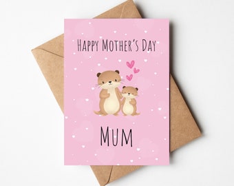 Happy Mother's Day Mum, Cute Mother's Day Card, Mother's Day Card from Daughter, Irish Mother's Day Card, Otter Card for Mum