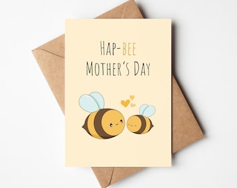 Hap-Bee Mother's Day Mum, Cute Mother's Day Card, Punny Mother's Day Card from Daughter, Irish Mother's Day Card, Mother's Day Card from Son