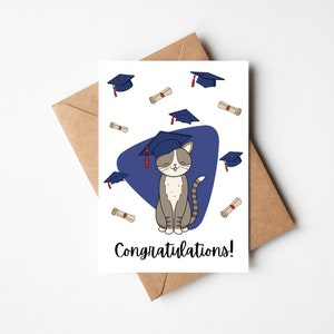 Tarjeta de felicitación de graduación: linda tarjeta de felicitación de graduación con forma de gato, tarjeta de graduación con forma de gato para hija, tarjeta de graduación para hijo