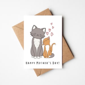 Cute Cat Mother's Day Card Happy Mother's Day Card Card for Cat Mom Cat Lover Mother's Day Card New Mum Mother's Day Card for Mother image 1