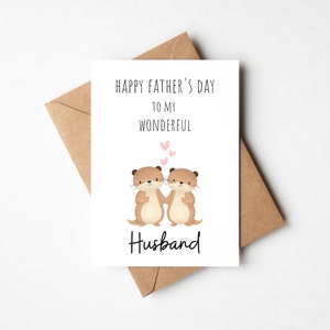 Buon giorno del papà al mio meraviglioso marito, biglietto d'auguri per la festa del papà a forma di lontra, biglietto d'auguri per la festa del papà irlandese, biglietto d'auguri per la festa del papà per il marito