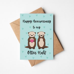 Cartão de aniversário fofo - 'Feliz aniversário para minha metade lontra' Cartão trocadilho para marido, esposa, namorado, namorada