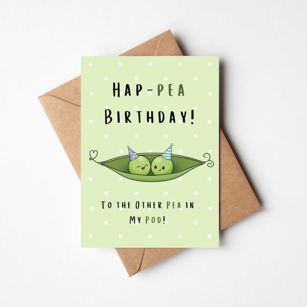 Hap-Pea Birthday to the Other Pea in My Pod - Funny Birthday Card - Two Peas in a Pod Happy Birthday Card - Card for Husband, Wife, Bf, Gf