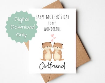 PRINTABLE Happy Mother's Day To My Wonderful Girlfriend, Cute Mother's Day Card, Irish Mother's Day Card, Digital Card for Girlfriend