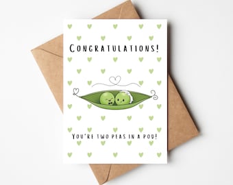 Congratulations You're Two Peas in a Pod - Cute Wedding Card - Punny Engagement Card
