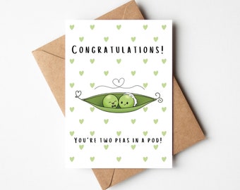 Congratulations You're Two Peas in a Pod - Cute Wedding Card - Punny Engagement Card