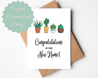 PRINTABLE Congratulations on your New Home! Greeting Card, Happy New Home card, Moving Card, New House Card - Digital Download Only