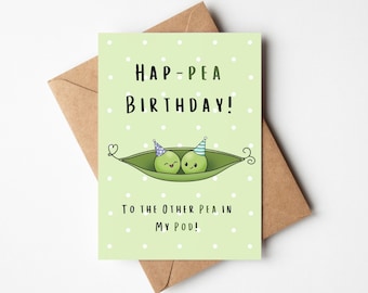 Hap-Pea Birthday to the Other Pea in My Pod - Funny Birthday Card - Two Peas in a Pod Happy Birthday Card - Card for Husband, Wife, Bf, Gf