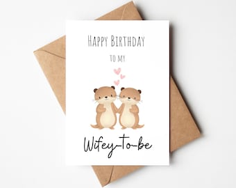 Carte de joyeux anniversaire à ma future femme, carte d'anniversaire irlandaise faite main pour fiancé, carte d'anniversaire fiancée, carte d'anniversaire loutre, carte pour elle