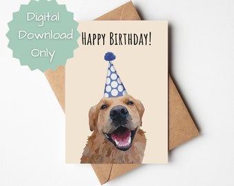 PRINTABLE Labrador Birthday Card - Happy Birthday Card for Dog Lover - Labrador Birthday Card for Best Dog Dad Mum - Digital Download Only