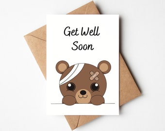 Get Well Soon Cute Bear Greeting Card