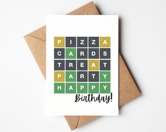 Wordle-themed Happy Birthday Card - Fun Birthday Card for Him/Her based on the on trend game 'Wordle'