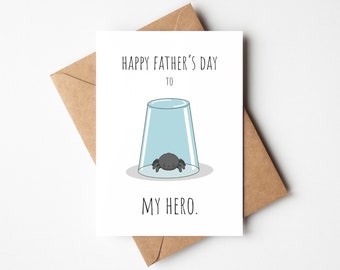 Happy Father's Day to my Hero, Father's Day Dad Card, Spider-Catching Hero Card for Dad, Funny Father's Day Card for Dad, Funny Card for Dad