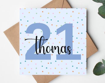 Tarjeta de cumpleaños número 21 personalizada, tarjeta de cumpleaños número 21 personalizada, tarjeta de cumpleaños número 21 para un amigo, tarjeta de cumpleaños número 21 para un hijo, tarjeta número 21 de Irlanda
