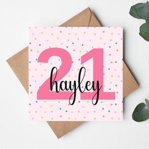 Cartão personalizado de 21º aniversário, cartão personalizado de 21º aniversário, cartão de 21º aniversário para amigo, cartão de 21º aniversário para filha, cartão de 21º aniversário