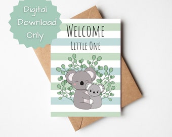 PRINTABLE Welcome Little One, Gender Neutral New Baby Card, Congratulations on Newborn Baby Greeting Card for New Parents - Digital Download