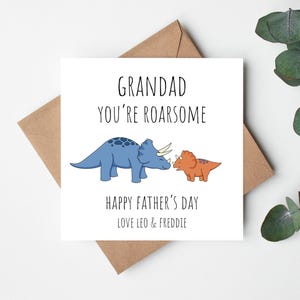 Nonno sei ruggente, biglietto di auguri personalizzato per la festa del papà, biglietto personalizzato per la festa del papà per il nonno, biglietto per la festa del papà con giochi di parole dei nipoti