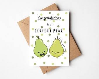 Félicitations pour une carte de mariage poire parfaite - carte de mariage ou de fiançailles Punny