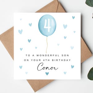 Biglietto di auguri personalizzato per il 4° compleanno del figlio, biglietto di auguri per il 4° compleanno del bambino, biglietto di auguri per il 4° compleanno del nipote, regalo per il 4° compleanno del nipote, biglietto per il 4° compleanno del figlioccio