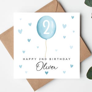 Biglietto di auguri personalizzato per il 2° compleanno del figlio, biglietto di auguri per il 2° compleanno del nipote, biglietto di auguri per il 2° compleanno del nipote, biglietto di auguri per il 3° compleanno, 4°, 5° compleanno per ragazzo