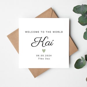 Gepersonaliseerde Welcome To The World-babykaart, aangepaste nieuwe babykaart, aangepaste welkomstbabykaart, pasgeboren kaart, kaart voor baby, kaart nieuwe ouders