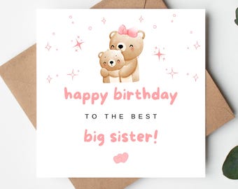 Carte de joyeux anniversaire à la meilleure grande soeur, carte d'anniversaire pour grande soeur, carte d'anniversaire grande soeur, carte soeur, carte pour soeur