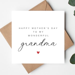 Feliz Dia das Mães para minha maravilhosa avó, cartão de Dia das Mães para a melhor avó, cartão de avós, cartão de avó, cartão de dia das mães da avó