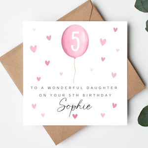 Tarjeta de quinto cumpleaños personalizada para hija, sobrina, tarjeta de quinto cumpleaños, tarjeta de quinto cumpleaños para sobrina, nieta, tarjeta de quinto cumpleaños