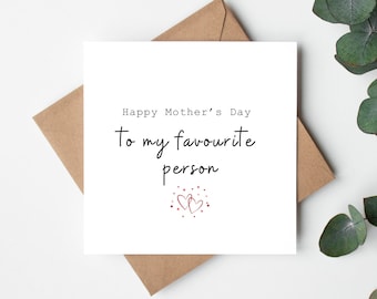 Happy Mother's Day to my Favourite Person Card, Irish handmade Mother's Card for Wife, Mother's Day Card for Wife